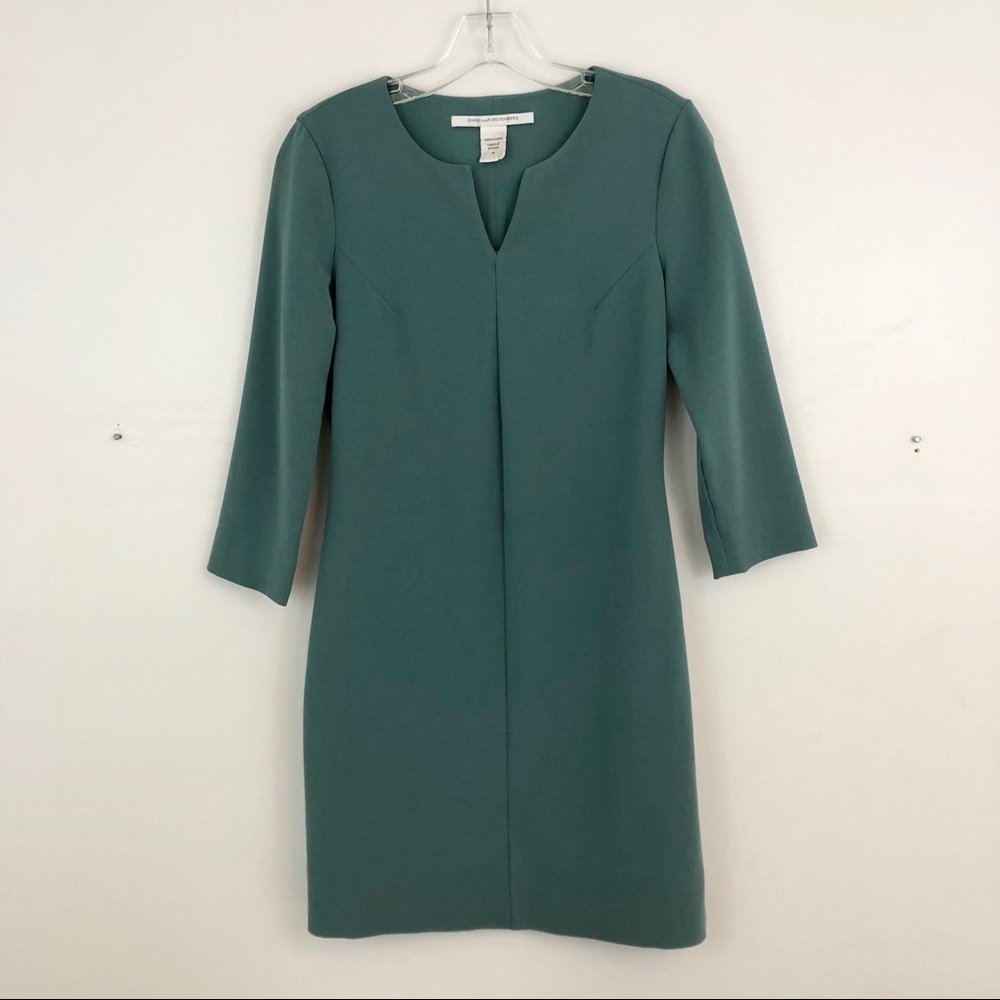 Diane Von Furstenberg Teal Green Mini Shift Dress